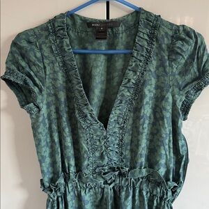 Marc Jacobs Forest Green Floral V-Neck Tiered Midi Dress